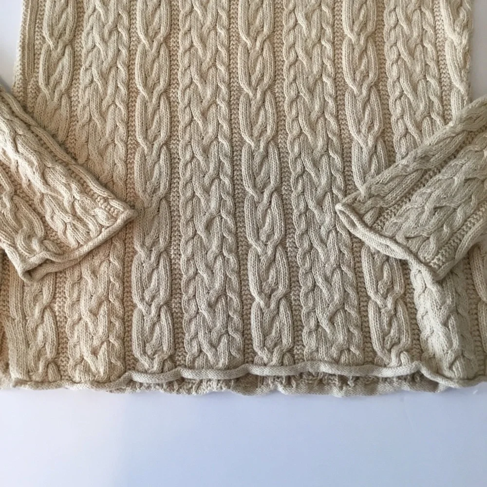 Ralph Lauren Cream Cable Knit Scoop Neck Sweater - Picture 8 of 11